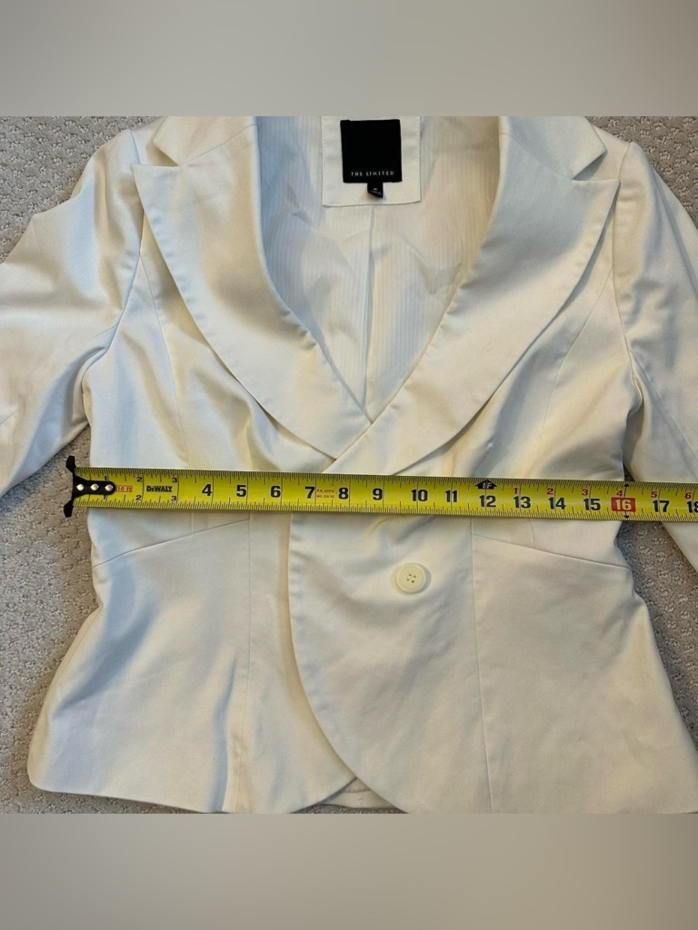 The Limited Ivory White Double-Breasted Fitted Blazer Jacket | Medium - Picture 6 of 8